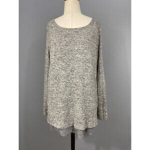 Tribal Jeans gray pullover top with lining trimmed in lace M
